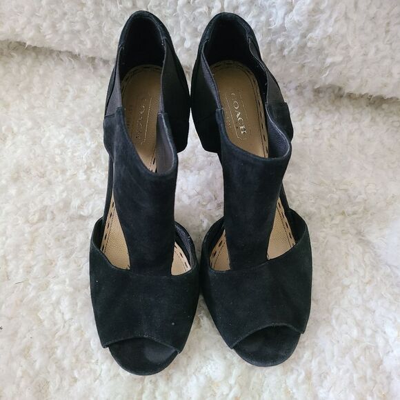 Coach Marselle Black Suede Heeled Sandals sz 6 - Picture 3 of 8